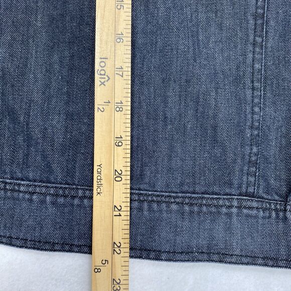 Hannah‎ Jean Jacket Womens Small Black Denim Floral Embroidered Button Down - Picture 11 of 15